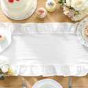 White Ruffled Table Runner 72 Inches Long Rustic Cotton Tabletop Farmhouse Decor for Baby Shower Bride Shower Birthday Party Holiday Wedding (Solid Color)