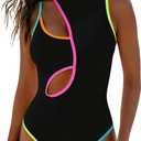 Hilinker Womens Cut Out One Piece Swimsuit Monokini Sexy Slimming Tummy Control Bathing Suit, Small