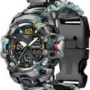 23-in-1 Survival Military Digital Watch, Men's Tactical Multi-Functional and Adjustable Wristband Outdoors Waterproof Sports Dual Dial Watches with Compass Paracord Band (Gray Yellow Camouflage)