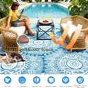 Alfolo 9x12 Outdoor Patio Rug - Waterproof Reversible Plastic Straw Mat, UV Resistant & Easy Clean, Foldable Camping Carpet with Carry Bag for RV, Deck, Pool & Picnic (Navy Blue Boho)