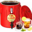 Insulated Beverage Dispenser 3.5 Gallon- Ice and Hot Drink Dispenser with 304 Stainless Steel Interior and Spout, Portable Hot Water Dispenser, Outdoors Cooler Jug for Camping Party Sports, 13 Liter