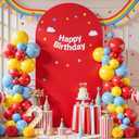 Red Arch Backdrop Cover, 6FT Spandex Fitted Wedding Arch Stand Covers 2-Sided Round Top Chiara Stretchy Arch Backdrop Cover for Wedding Birthday Party Baby Shower Banquet Decoration