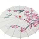 Omabeta Pretty Classical Handmade Oil Paper Umbrella with Wooden Handle,Exquisite DIY Chinese Classical Plum Blossom Handmade Umbrella for Dancing Props Cosplay Photography
