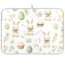 Easter Bunny Eggs Dish Drying Mat for Kitchen Counter Cakes Carrot Dry Dishes Pads Mats Microfiber Drainer Mats Tableware Protector Countertop 16 X 18 in