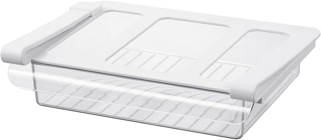Pull-Out Fridge Drawer Organizer - Under Shelf Storage Bins for Refrigerator Organization for Fruits Vegetables, Cheese & Deli (Flat & Narrow)
