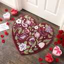 Valentine Bathroom Rug Heart Love Bird Valentines Door Mat 30 x 30 Inch Vintage Valentine Bath Decor Non Slip Welcome Floor Door Mat Casual, Low Pile, Kitchen Indoor Outdoor Home Bedroom Decoration