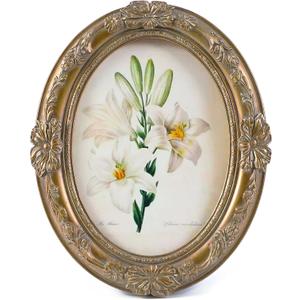 Vintage Picture Frames 5x7 Oval Bronze Antique Ornate Picture Frames with Embossed Flower,Tabletop and Wall Mount,Glass Front,Retro Victorian Home Decor,Photo Gallery Wall Decor