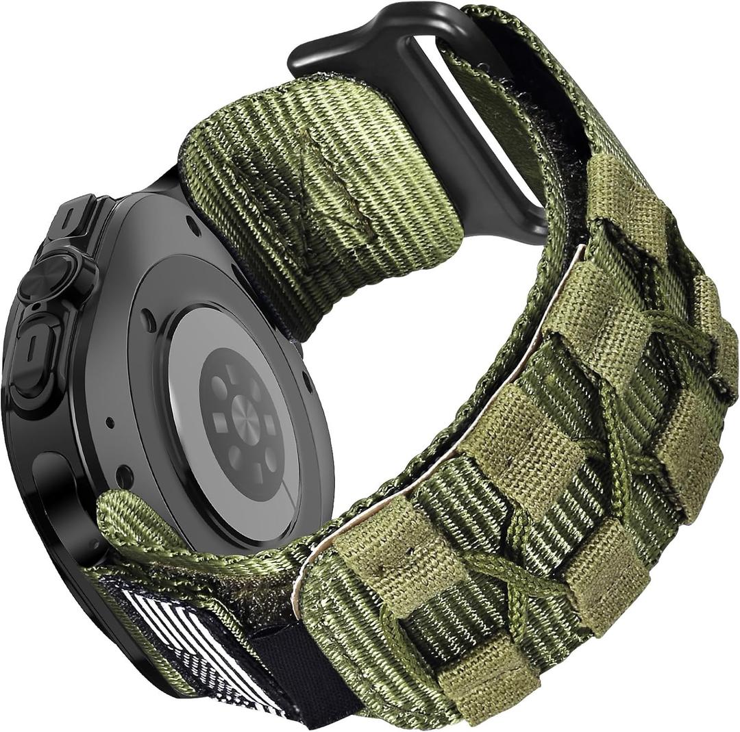 MOFREE Compatible with Samsung Galaxy Watch Ultra 47mm/Ultra 2 (2024/2025) Bands,Rugged Nylon Woven Loop Sport Adjustable Strap Replacement Wristband for Samsung Galaxy Watch Ultra Bands for Men Army-green