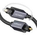 IVANKY Optical Audio Cable 10ft/3M Long Digital Audio Optical Cable for Soundbar, S/PDIF Toslink Fiber Optic Cord [Braided, Gold-Plated Connectors, CL3 Rated] for TV, Home Cinema, Xbox/PS4, Sonos (Grey)