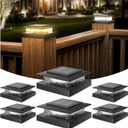 APONUO 4x4 Post Solar Lights - 6 Pack, Deck Post Lights Solar Powered Warm/Cool LED Outdoor Fence, Deck, Garden, Patio, Yard Decor, IP64 Waterproof Auto On/Off, Weather-Resistant, Easy Install,Black