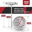 AWLKIM 2 Pack Analog Probe Meat Thermometer, NSF Certified, No Battery Needed, 2.5-in Extra-Large Dial, 120-220F Read Range, Oven Safe up to 500F, Bimetallic Stem for Cooking, Roasting, Turkey