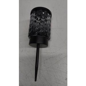 Solar Powered LED Black Path Light with Smoked Hammered Lens
