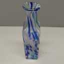 Blue and White Swirl Art Glass Vase, Ideal for Home, Office, Wedding Decor, Centerpieces and Table Arrangements 10 inch