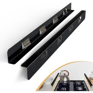 Cubiertas para huecos para estufas de acero inoxidable 316, relleno de huecos laterales del horno entre la estufa y el mostrador, kit de molduras para cocina, paquete de 2 (23.2 pulgadas, negro