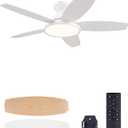 VONLUCE Ceiling Fans with Lights, 42 Inch Ceiling Fan and Remote, Full-spectrum LED Light, 3CCT, 6-Speeds Noiseless Reversible DC Motor, Modern Flush Mount Ceiling Fan for Farmhouse Bedroom Indoor (White)