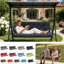 Porch Swing Cushions, Outdoor Swing Replacement Cushions 3 Seater with Backrest, Waterproof Bench Cushion with Ties,for Patio,Porch, Garden,Backyard (Navy Blue 60 * 40 in)