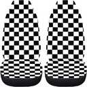 Pehede Car Seat Cover Black and White Chess Pattern Front for Cars, Easy to Install Cover Set, Accessories Auto Trucks Van SUV,2 Packs