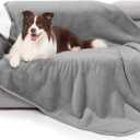 gogobunny Waterproof Bed Blanket, Reversible Sherpa Fleece Throw Blanket for Dog Puppy Cat, Furniture Cover Protects Bed Couch Sofa from Liquid Pee and Pet Fur (Grey, 60x80 inches)