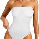 Irisnaya Strapless Shapewear Bodysuit for Women - Thong Bodysuit Tummy Control Tube Top Body Suits with Removable Strap S (White)