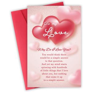 3 x Romantic Valentines Day Cards Gift for Him Her, Valentines Day Card Gifts for Husband Wife Boyfriend Girlfriend, Sweet Valentines Day Cards. (V2529)