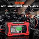 10A 12V Battery Charger for Car Fully Automatic Smart Trickle Charger & Maintainer with LCD Display, Temperature Compensation for Truck, Motorcycle, Boat, Lawn Mower