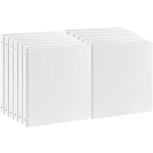 Durable 1 inch 3-Ring Binder, 1" Round Ring Binders with 2 Inside Pockets, Basic 1 in Binders, Clear View Cover 1-inch-Binder Holds 8.5'' x 11''Paper for Office/ Home/ Back to School（Pack of 12, White）