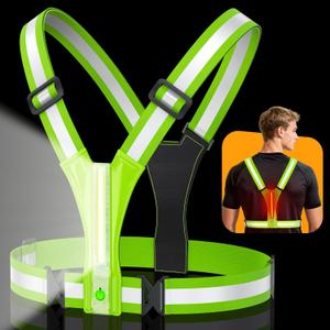 LED Reflective Vest Super Bright Lighting, 360 Visible Running Light for Runners, Waterproof Adjustable Reflective Running Vest Headlamp for Men/Women/Kids Night Walking/Running/Cycling