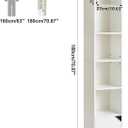 IBUYKE 6 Tier Narrow Bookcase with Doors, Cube CD DVD Storage Cabinet,Slim Media Tower Rack,Cabinet,White Bookcase Display Storage Shelves for Small Spaces,for Home Office White UWBC001W, Wood