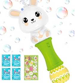 SpringFlower Easter Bubble Wand for Kids, Bubble Maker with LED Light-Up Effect for Girls Boys, Bubble Toy for Easter Party Favor Supplies, Easter Basket Essentials, Easter Basket Stuffers Fillers