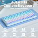 AULA F99 Wireless Mechanical Keyboard,Triple-Mode(BT5.0/2.4GHz/USB-C),Gasket Mounted Creamy Keyboard with Linear Switches, Side Printed PBT Keycaps,RGB Backlit PC Gaming Keyboards for Win/Mac