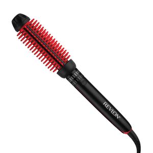 REVLON New and Improved SmoothStay Coconut Oil-Infused Heated Hair Styling Brush | 1 Barrel for Voluminous, Shiny Results (Black/Red)