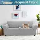 Asnomy Couch Covers for 3 Cushion Couch Stretch Sofa Covers Slipcovers, Pet Protector Furniture Covers for Dogs Cats Spandex Jacquard Fabric Small Checks LargeSilver