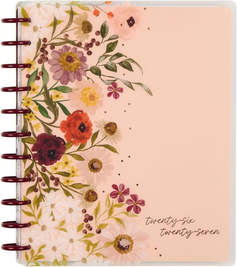 Happy Planner Disc-Bound Planner July 2026–June 2027, Includes 3 Extra Months and 2 Sticker Sheets, Big Size, 8.5" x 11", Dashboard Layout, Wildflower Whimsy