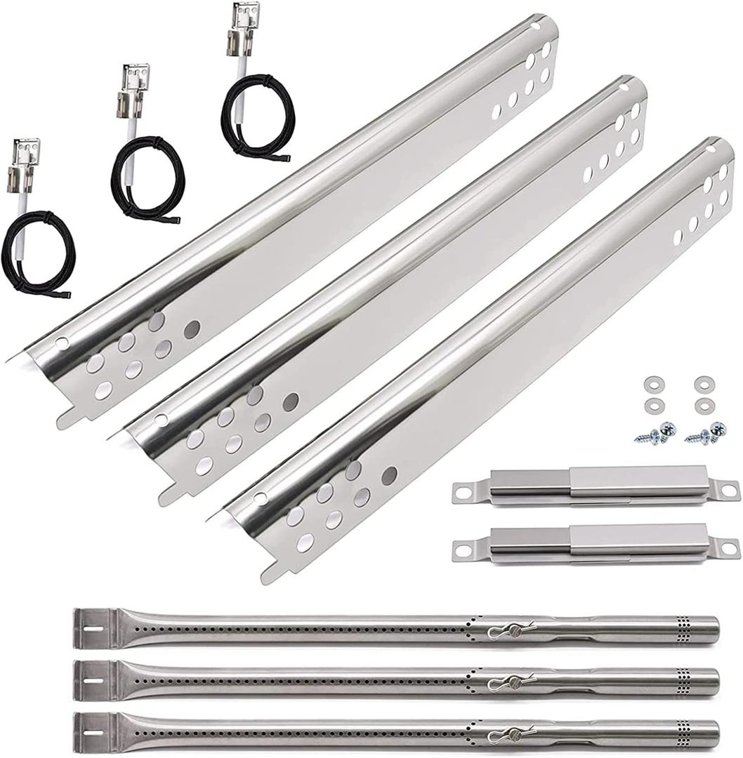 Grill Replacement Parts for Charbroil Advantage Series 3 Burner 463343015, 463642116, 463435115, 463436815, 463335115 Gas Grills, Stainless Pipe Burner, Heat Plate, Carryover Tube, Igniters.