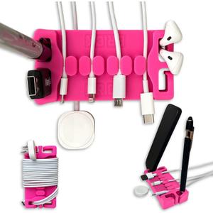 DeskBrick  Patented Non-Slip Steel-Weighted Desk Organizer & Cable Management Gadget, Versatile Cord, Phone & Accessory Holder for Office, Home & Desktop  Best Gift for Men. Pink (1 Pack)