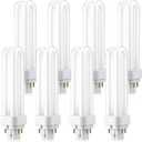 Saillong 8 Pack PLC-13W 4 Pin G24q-1, 4100K White Dimmable Compact Fluorescent Light Bulb, Double Tube, Compatible with Sylvania 20667, GE 97597