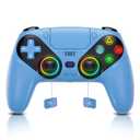 Dinosoo RGB Wireless Controller for PS5/PlayStation 5 PC, Bluetooth Controller with Turbo, Macro, Dynamic Vibration, 6-Axis Motion Control, 3.5mm Audio Jack, 1000mAh Battery, Speaker - Blue