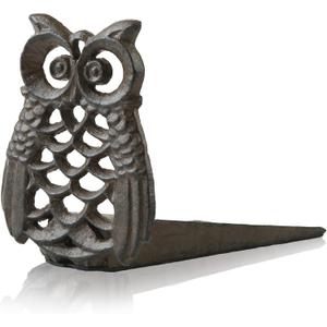 Linton-Cast Iron Door Stop - Heavy Duty Door Stop, Decorative Door Stopper,Door Stoppers for Bottom of Door & Functional with Anti-Slip Base - Ideal for Home & Office (Wall Protector Provided) (Owl shape)
