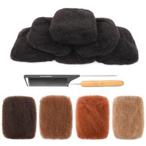 DAIXI 50 Gram Afro Kinkys Bulk Human Hair, Fluffy Soft Kinky Curly Bulk for Dreadlocks Repairing, Micro Twist Braiding, Length and Thickness Extending, Blend Seamlessly with African hair (1B, 16 Inch)