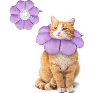 ANWA Cat Cone Collar Soft, Waterproof Cat Recovery Collar, Adjustable Soft Cone for Cats After Surgery (Purple, M)
