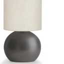 Modern Small Table Lamp with Grey Metal Base and Linen Shade, 10.4 Inch Nightstand Light for Bedroom, Living Room, Desk, Dorm