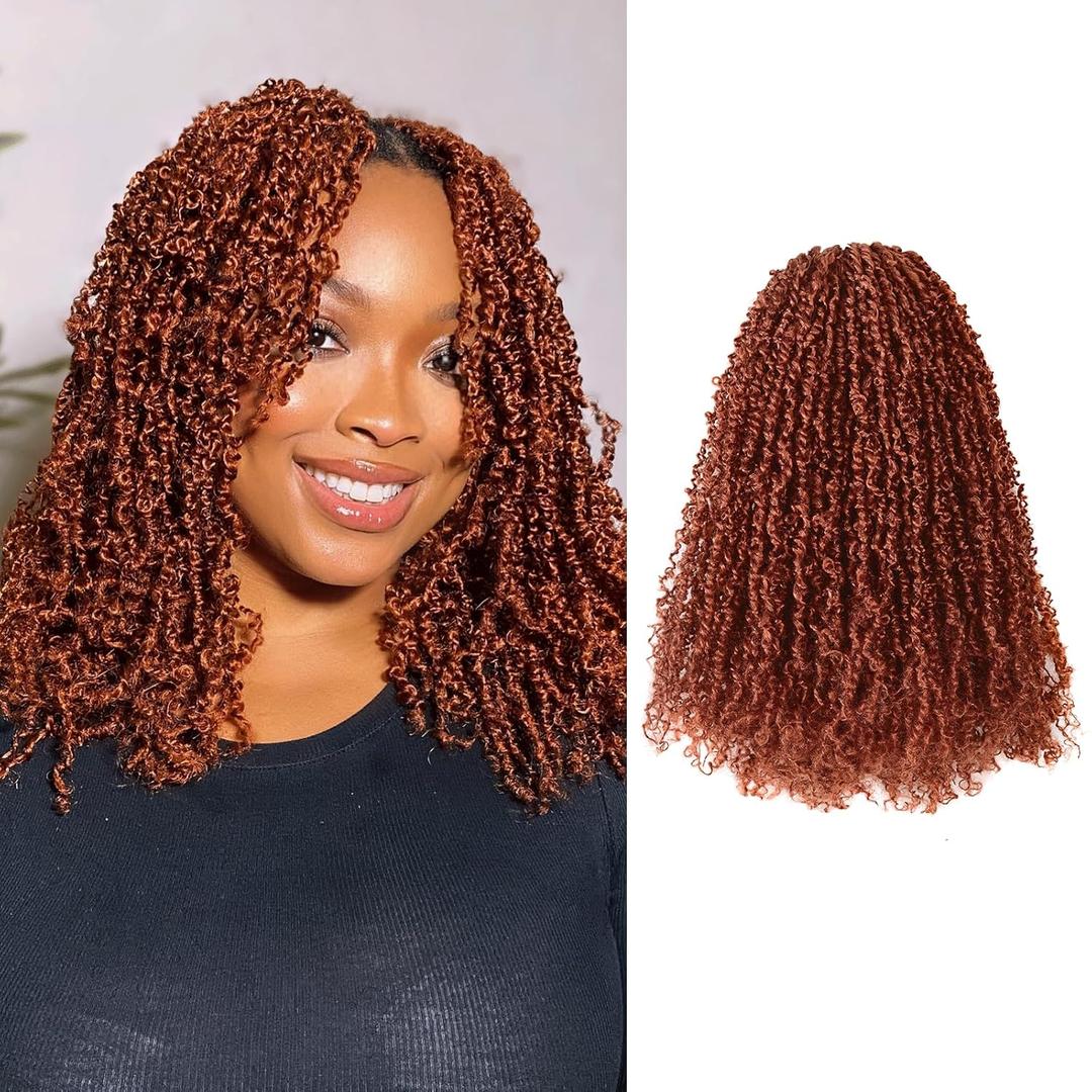 Toyotress Yanky Twist Crochet Hair - 14 Inch 8 Packs (30 Strands/Pcs) Fluffy Spring Mini Twist Passion Twist, Orange Pre-Looped Crochet Braids Braiding Hair (14 Inch, 350#-8P)