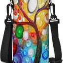 AUPET Water Bottle Bag Carrier,24oz/32oz Insulated Neoprene bottle Sling Holder Case Pouch Cover for 1000ML/750ML Bottles with Shoulder Strap for walking (Colorful Tree)