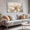 Fowers Wall Art for Bedroom Women White and Gold Wall Decor for Living Room Floral Art Print Wall Decoration 20 x 40 Inch