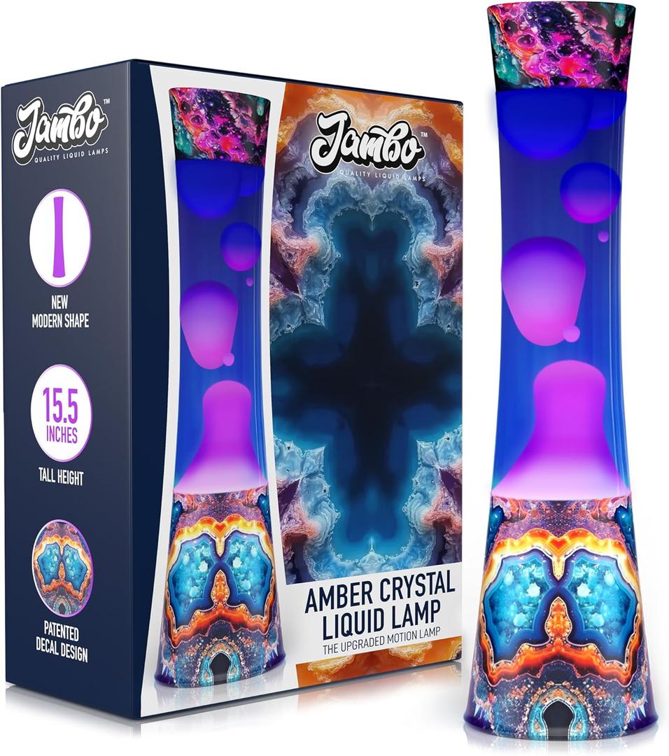 JAMBO 15.5" Amber Crystal Motion Light, Beautiful Home Decor Lamp, Living Room Bedroom Lamp, Relaxing Liquid Motion Lamp, Night Light Nightlight for Teens, Kids & Adults, Mood Light