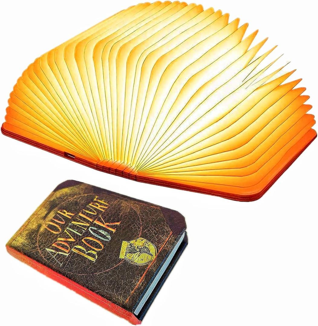 Mini Adventure Book Night Light,3D Folding Lamp&Three Different Lighting Options White/Yellow/Breathing Gradient Colors LED Book Lamp for Home Decor Birthday Gift,Inspired by'Up'Great Birthday Gift