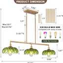 42'' Green Linear Chandeliers for Dining Room, 3-Light Glass Chandelier Kitchen Island Lighting Fixtures, Brass Gold Farmhouse Chandeliers for Kitchen Bar Dining Room