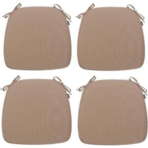 Magpie Fabrics 43x45cm U-Shape Chair Cushions with Ties 4 Count, Outdoor Indoor Waterproof All Weather Seat Pads Decoration for Patio Garden Dining Office - Khaki