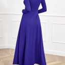 BTFBM Long Sleeve Dress for Women Spring Clothes 2026 Pockets Business Casual Pleated Fall Wedding Guest Dresses (Blue, XL)