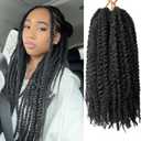Marley Twist Braiding Hair 18 inch Afro Kinky Curly Crochet Braids 8 Packs Cuban Twist Crochet Braids Synthetic Low Maintenance Skin-Friendly Marley Hair Extensions(1B, Packs of 8)